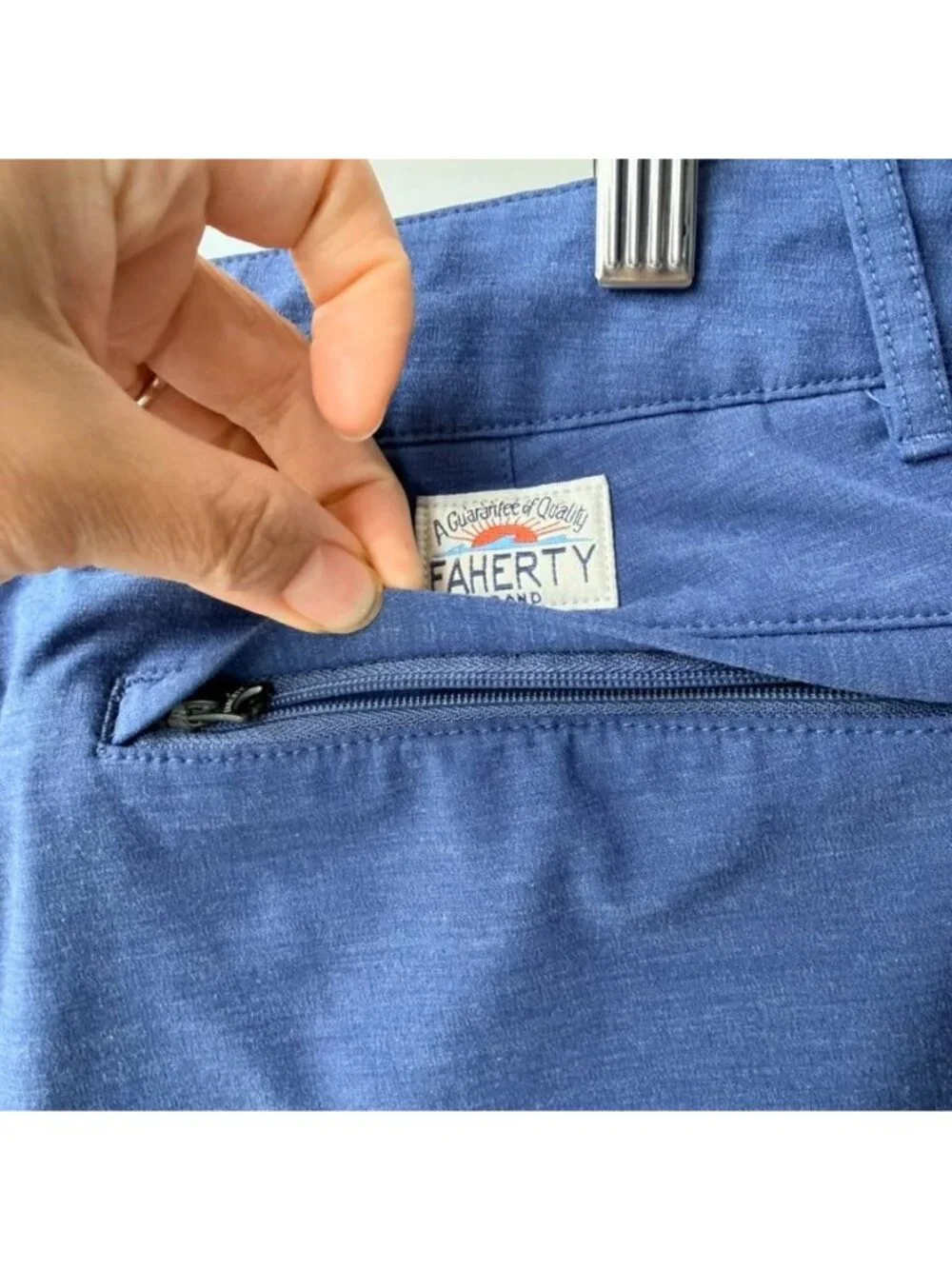Faherty All Day Shorts Blue Performance Stretch Men's Size 34 H78